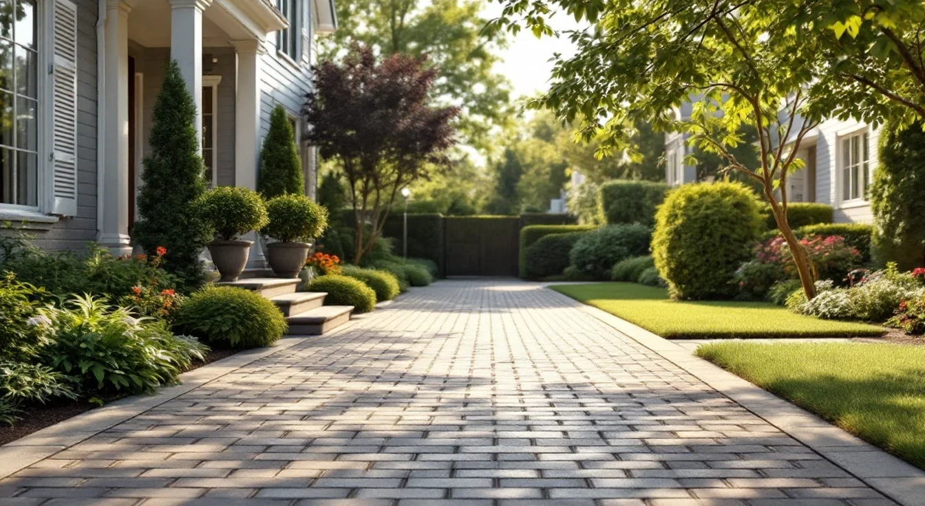 Generic residential driveway and landscaped edges